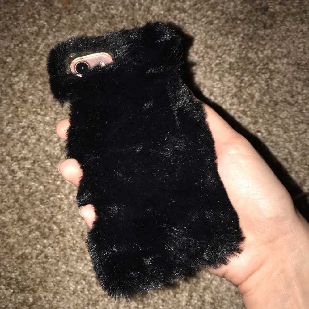Furry black iPhone 7 case